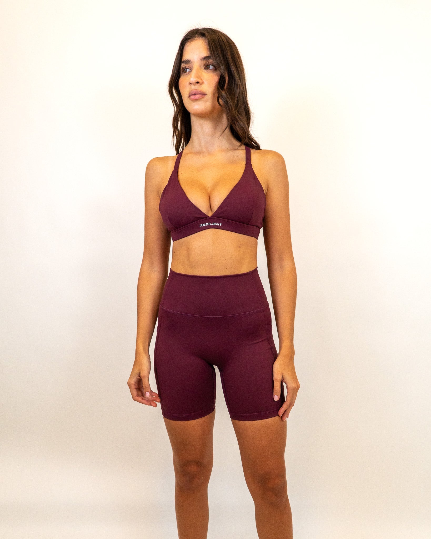 Define Biker Short with Pockets - Wine - - Resilient Active