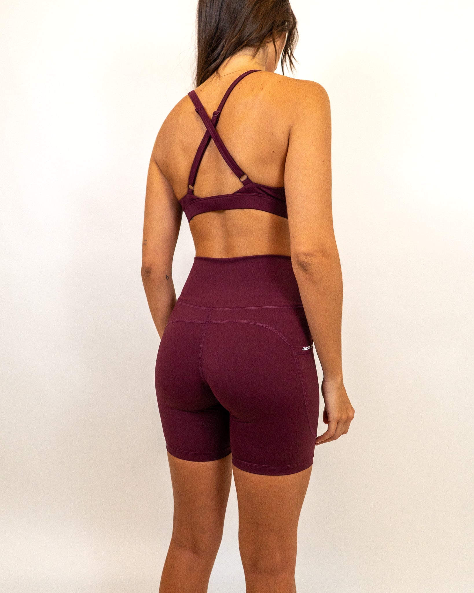 Define Biker Short with Pockets - Wine - - Resilient Active