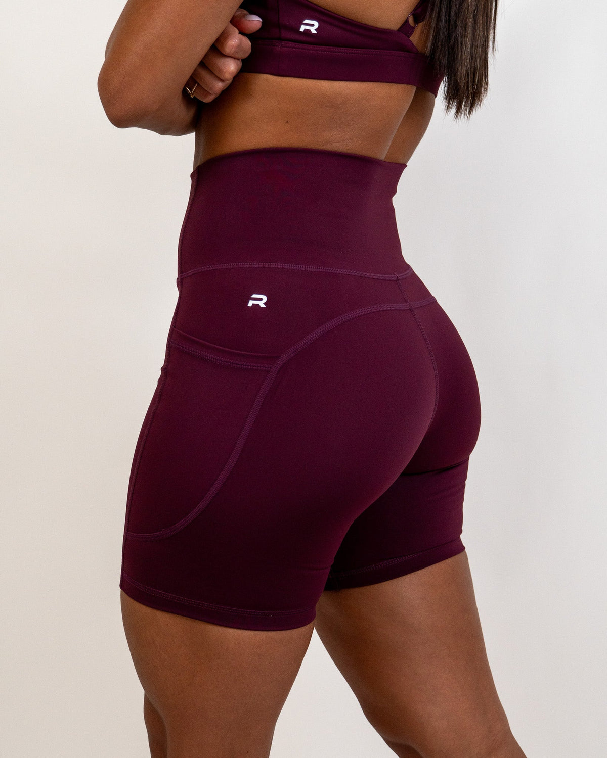 Define Biker Short with Pockets- Wine - - Resilient Active