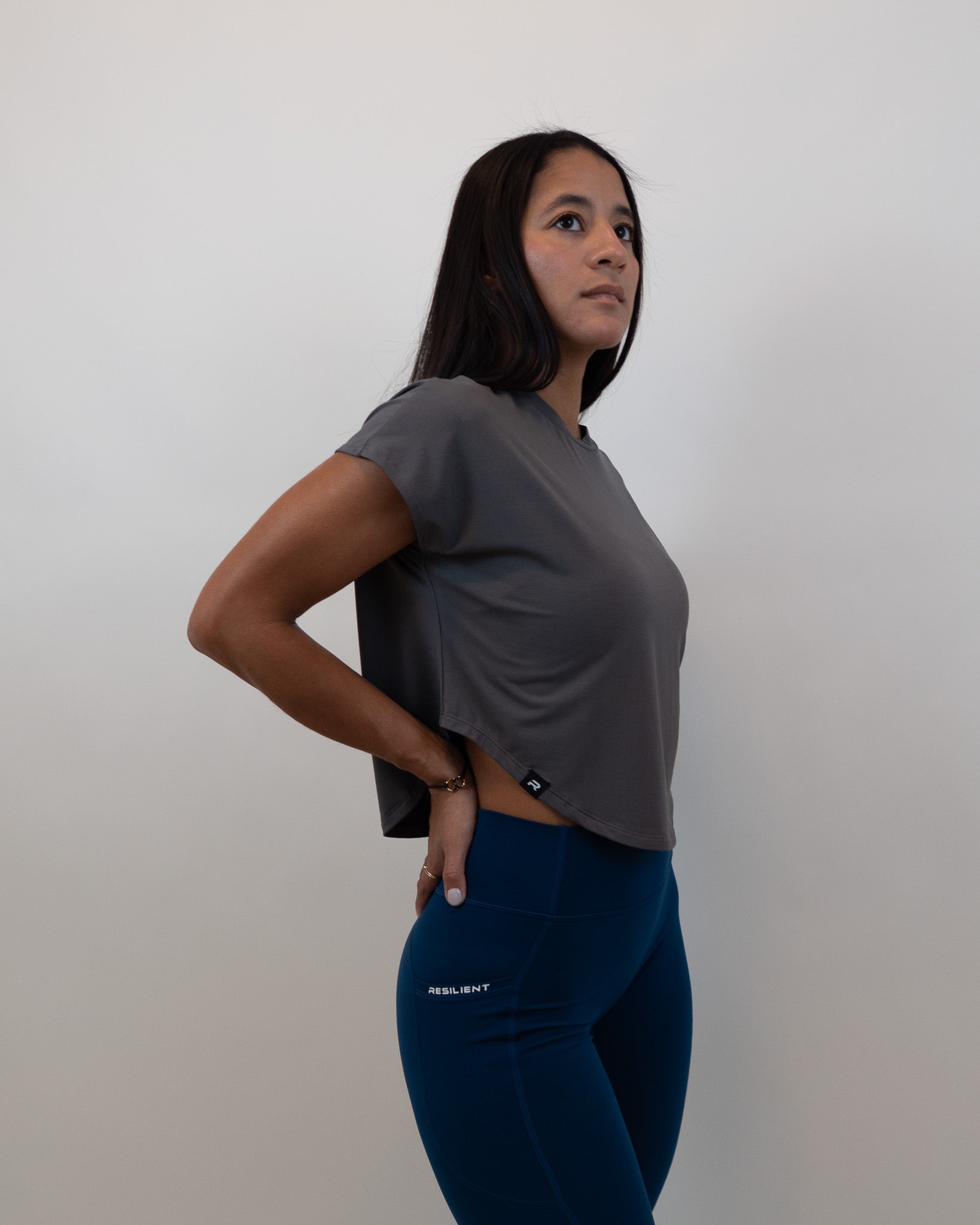 Relax Crop Tee - Charcoal Gray - Resilient Active