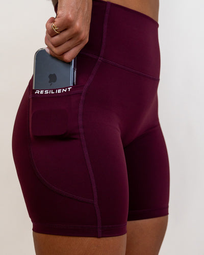 Define Biker Short with Pockets- Wine