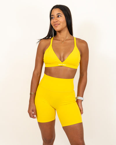 Define Biker Short with Pockets -Light Yellow