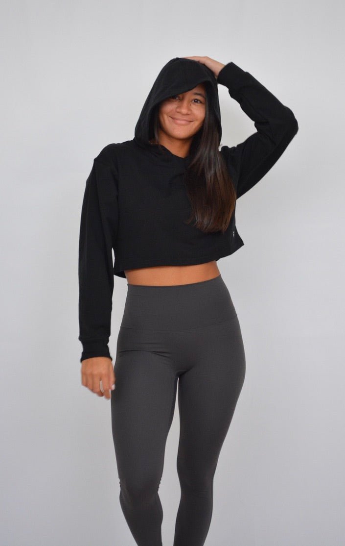 Crop Top Hoodie - Black - Resilient Active