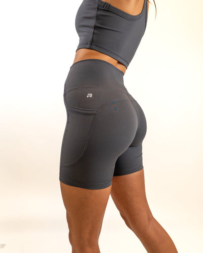 Define Biker Short with Pockets - Dark Gray -  - Resilient Active