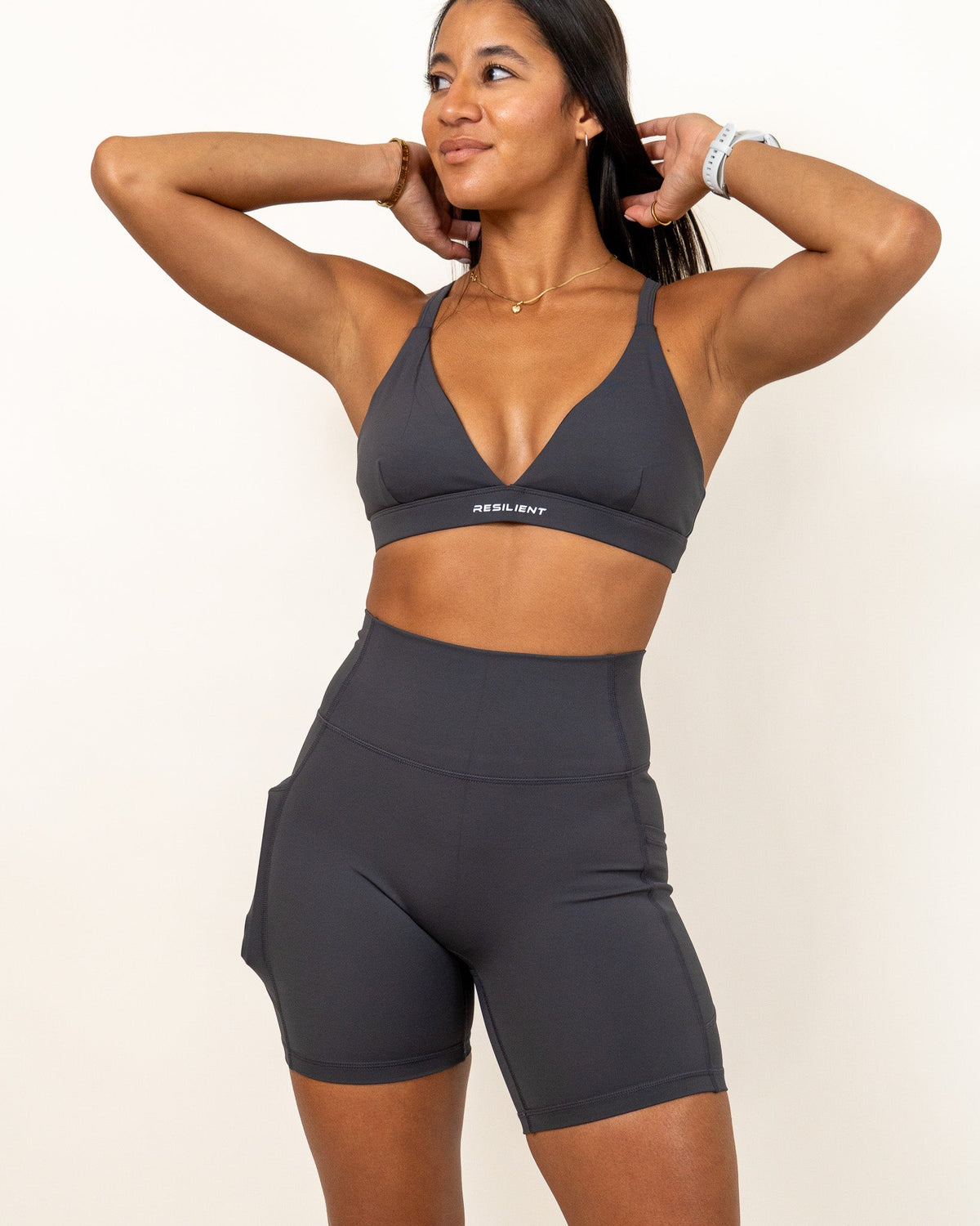 Define Biker Short with Pockets - Dark Gray -  - Resilient Active