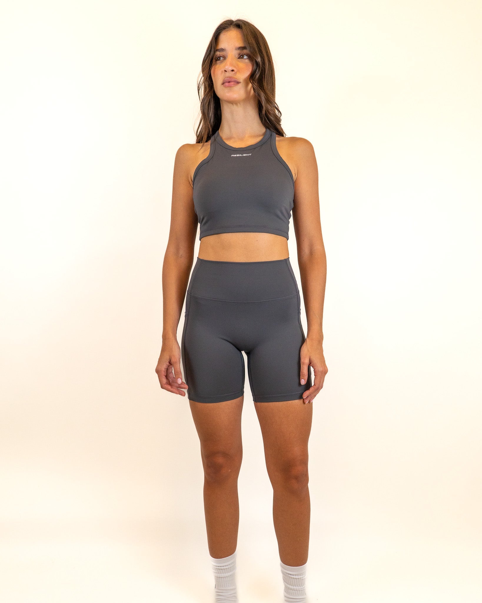 Define Biker Short with Pockets - Dark Gray -  - Resilient Active