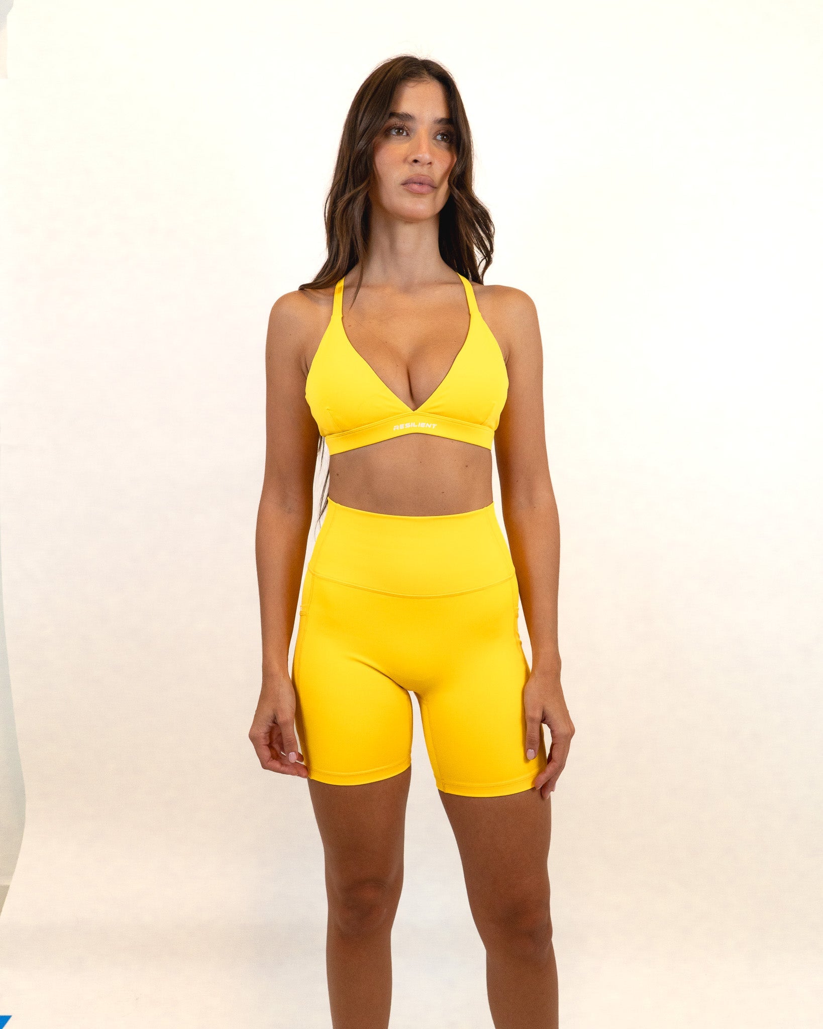 Define Biker Short with Pockets - Light Yellow -  - Resilient Active