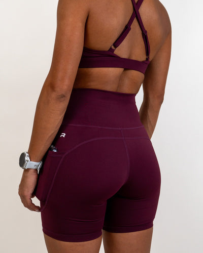 Define Biker Short with Pockets- Wine -  - Resilient Active