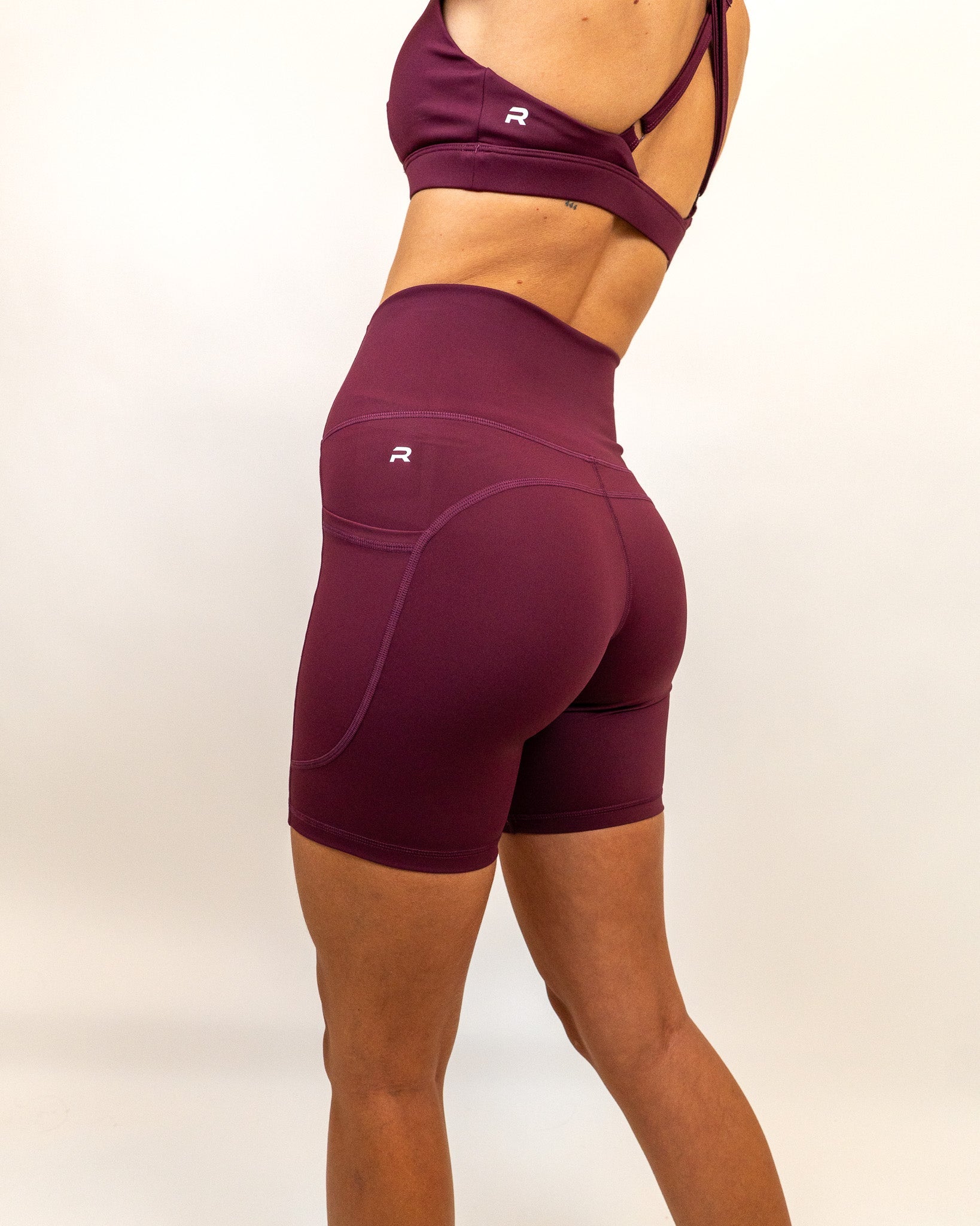 Define Biker Short with Pockets - Wine -  - Resilient Active