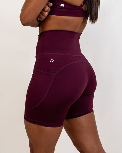 Define Biker Short with Pockets- Wine -  - Resilient Active