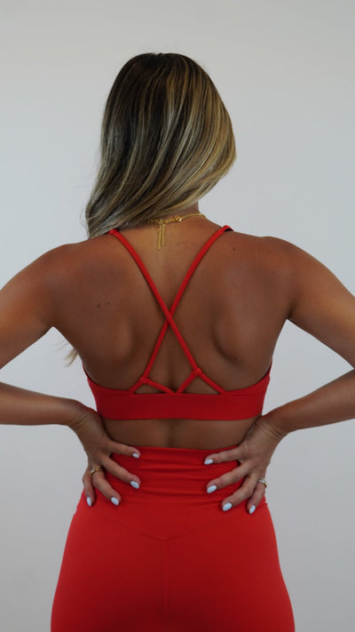Functional Diamond Sport Bra - Bright Red - Resilient Active