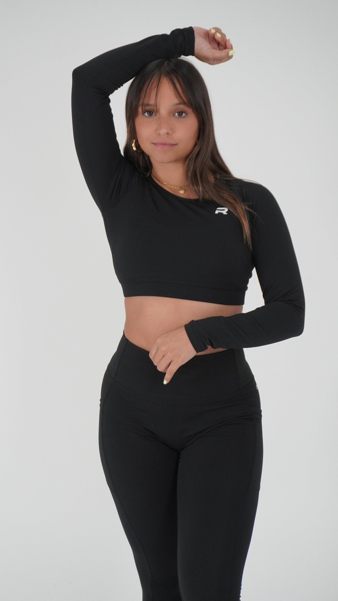 Functional Fitted Long Sleeve Crop Top - Black - Resilient Active