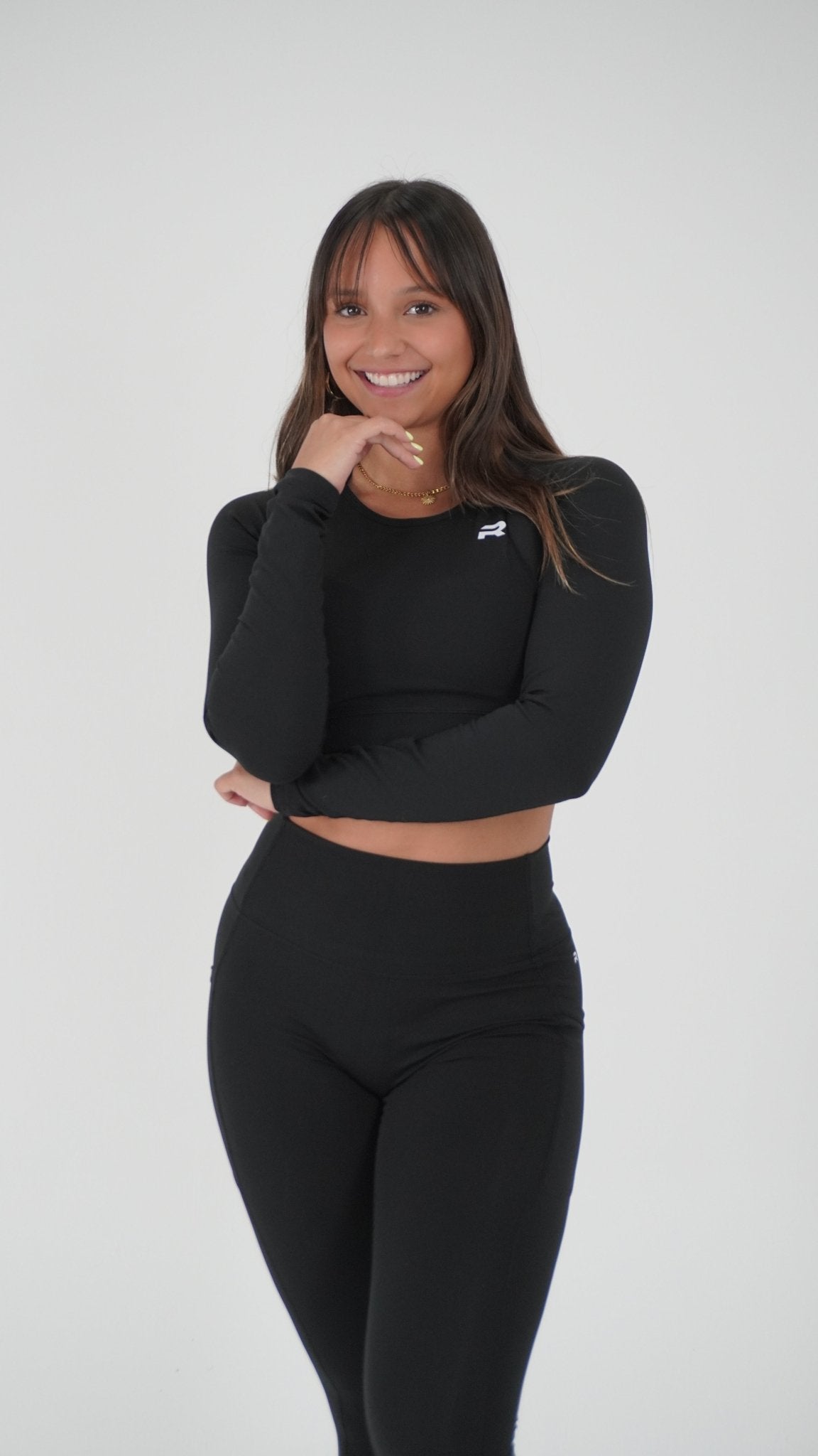 Functional Fitted Long Sleeve Crop Top - Black - Resilient Active