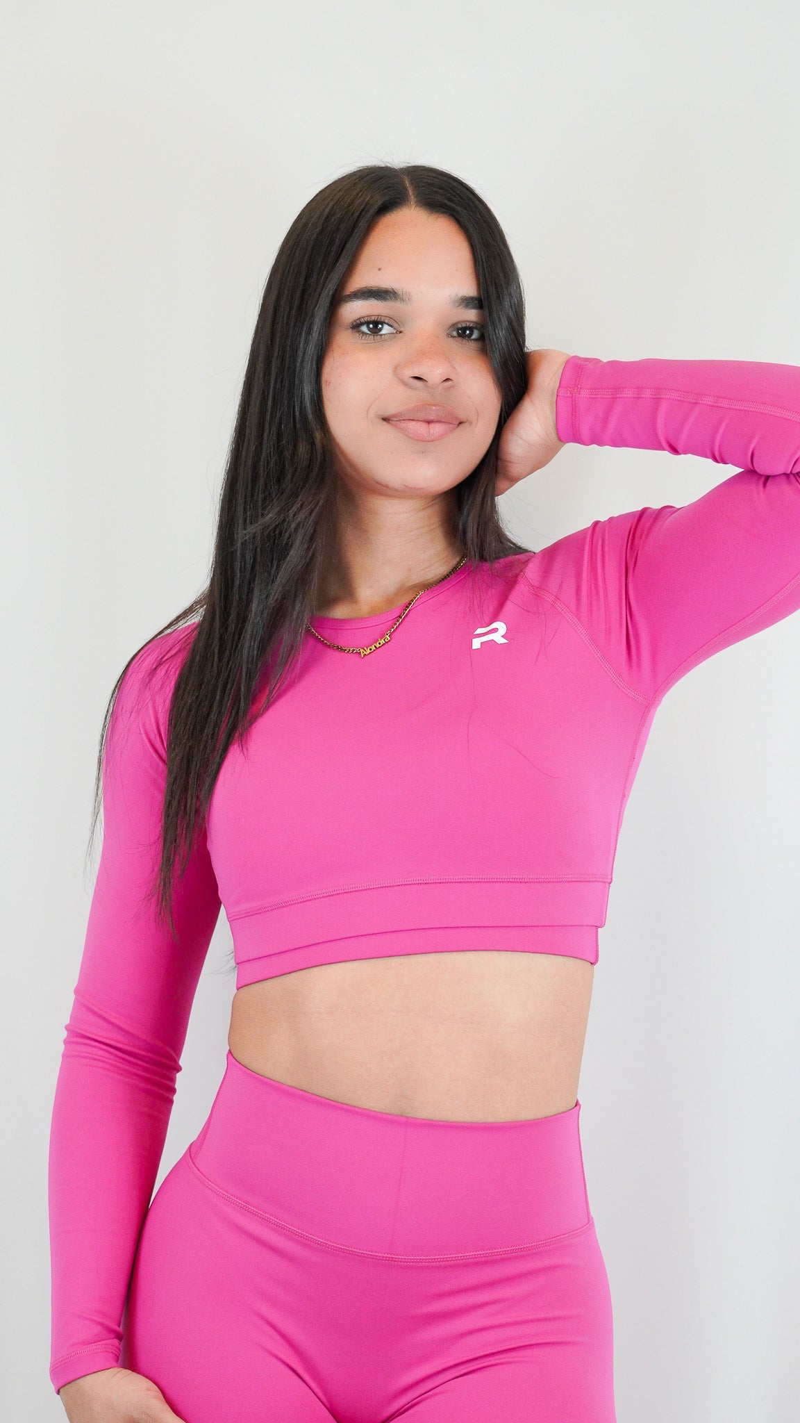 Functional Fitted Long Sleeve Crop Top - Hot Pink - Resilient Active