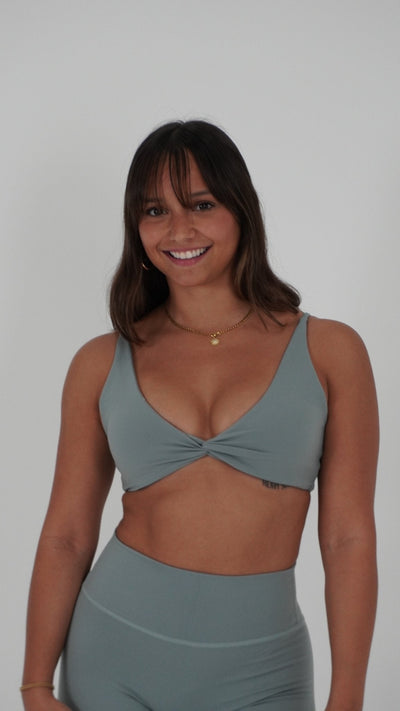 Functional Symmetry Sports Bra - Mint Gray - Resilient Active