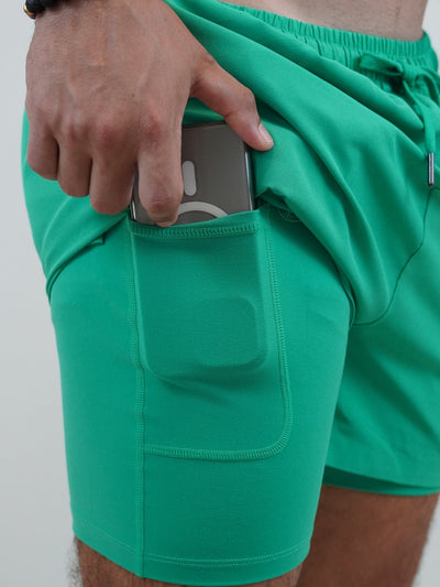 Peak 2 in 1 Shorts - Aqua Green - Resilient Active