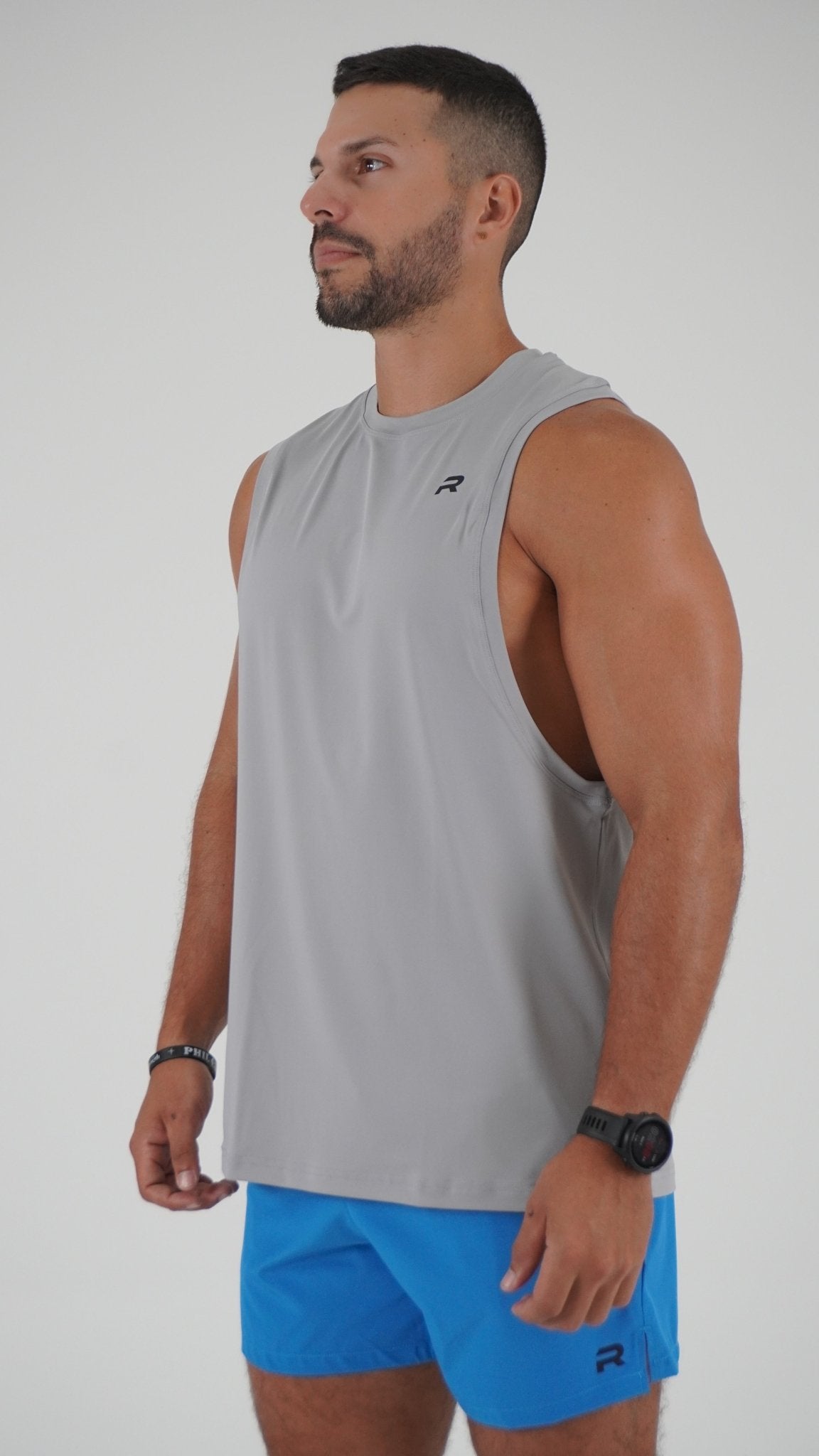 Perform Cutout Tank Top - Gray - Resilient Active