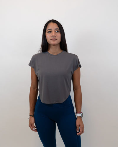 Relax Crop Tee - Charcoal Gray - Resilient Active