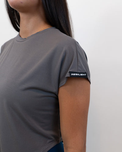 Relax Crop Tee - Charcoal Gray - Resilient Active