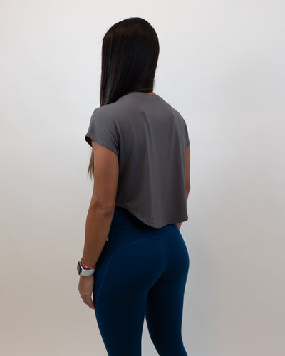 Relax Crop Tee - Charcoal Gray - Resilient Active