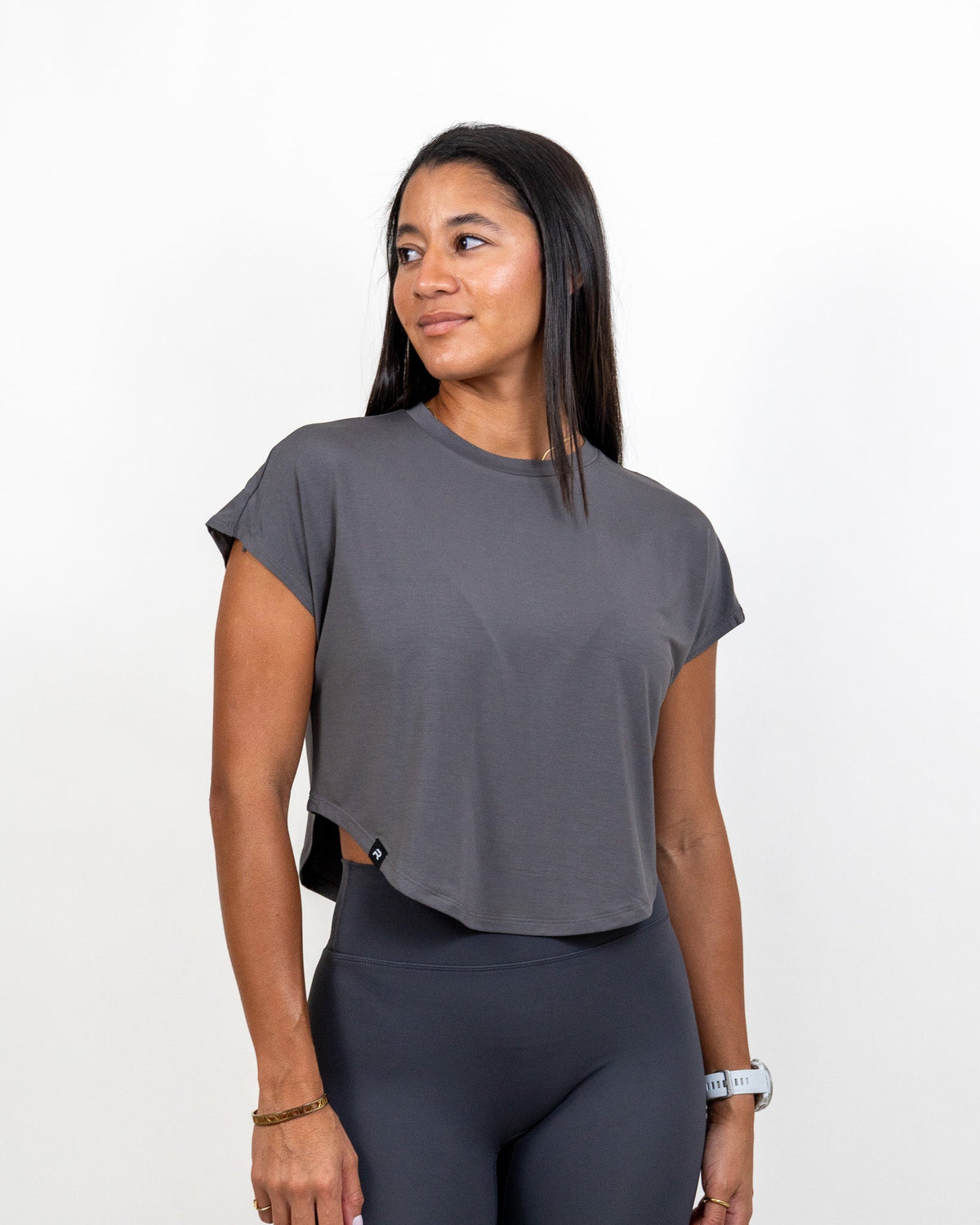 Relax Crop Tee- Charcoal Gray -  - Resilient Active