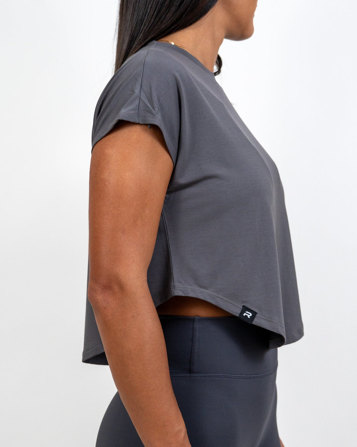 Relax Crop Tee- Charcoal Gray -  - Resilient Active