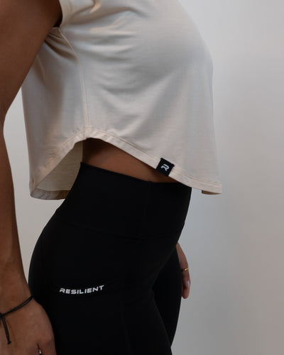 Relax Crop Tee - Coconut Sand - Resilient Active