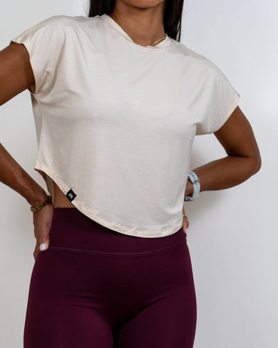 Relax Crop Tee- Coconut Sand -  - Resilient Active