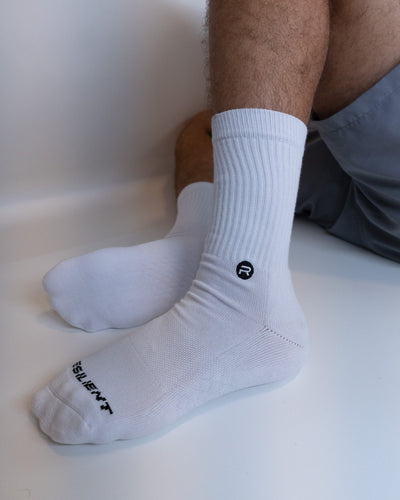 Resilient Crew Sock - White (Men) - Resilient Active